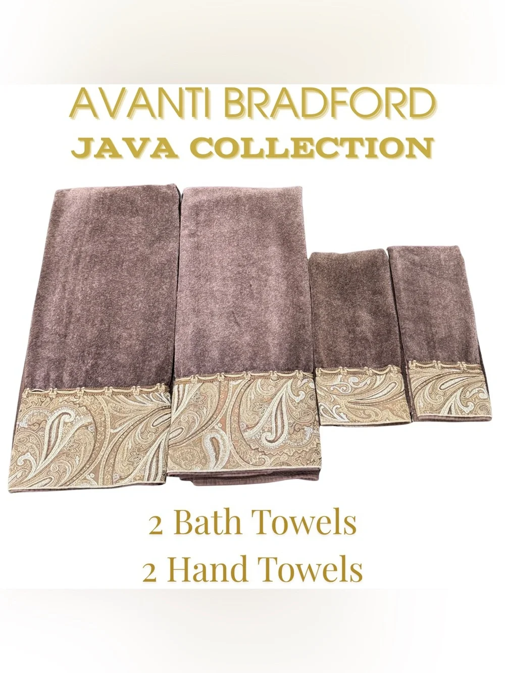 Avanti Bradford Java Collection Bath Towels & Hand Towels Set - 2 Bath + 2 Hand